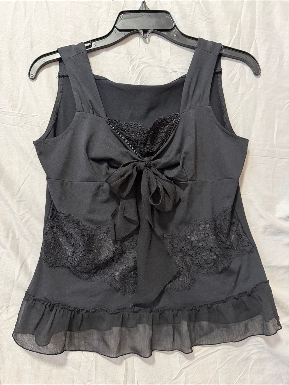 Black Lace Bow Front Tank Top Like New size S